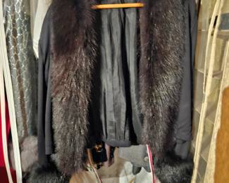 Black jacket with mink collar and cuffs