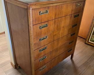 THIS 6 DRAWER HIGH-BOY DRESSER HAS A MATCHING BEDSIDE TABLE WITH DRAWERS. BEAUTIFUL GRAIN AND HARDWARE READY FOR A NEW HOME STARTING SATURDAY!