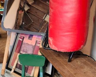 Punching Bag, Small Kids Table w/ 1 Chair. 