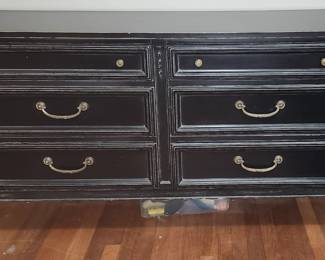 Vintage Basic Witz Black Laquered Dresser and Nightstands. 