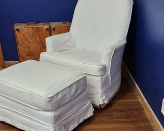 Slip Cover Chair and ottomon. 