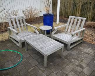 Teak patio conversation set