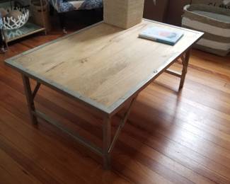 Coffee table with metal base & edging