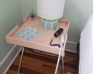 Tray table; table lamp