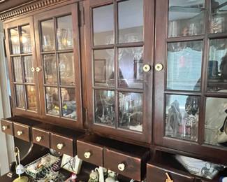 Solid wood vintage lighted china or display cabinet