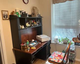 Desk and oak chair