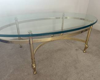 Hollywood Regency Brass coffee table, authentic mid-century glass top
