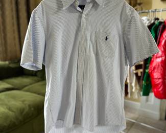 Ralph Lauren Short Sleeve Pin Stripe Button Down - Size Large