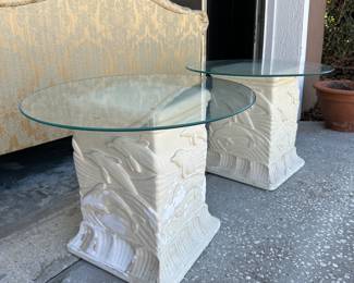 Glass Top Dolphin End Tables