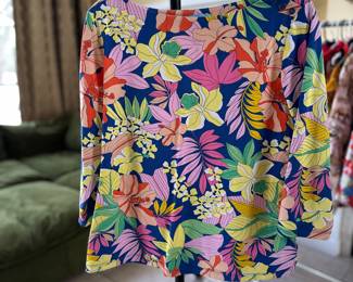 J. McLaughlin Catalina Cloth Wavesong Blouse Size XL