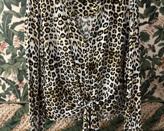 Karen Kane Leopard Print Button Down Blouse Size XL