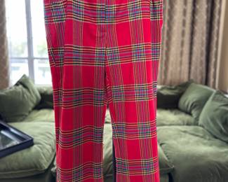 J. McLaughlin Red Plaid Pants Size 14