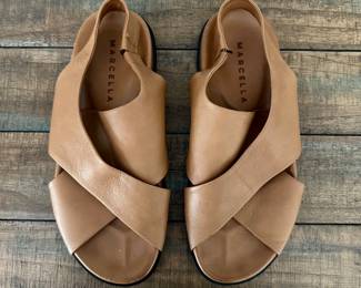 Marcella Carmel Leather Sandals - Size 8.5