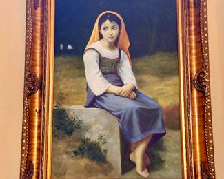 Large Gold Ornate Framed Original Provincial Oil Painting 