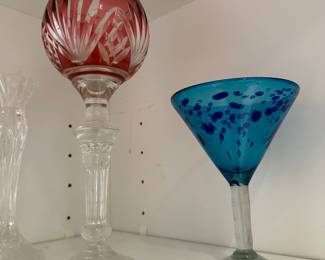 Bohemian Crystal Goblet and Confetti Martini Glass