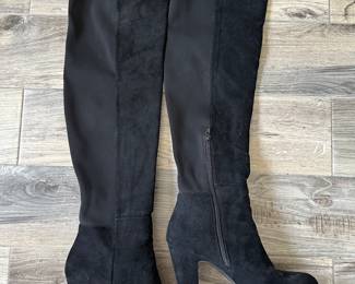 Chinese Laundry Black Suede Knee High Heel Boots - 9.5