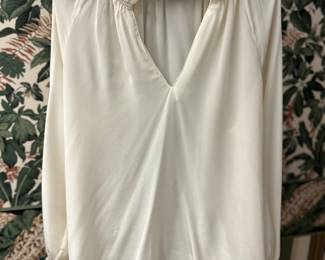 Spartina Silk Ruffle Cream Blouse Size XL