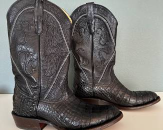 R. Watson Men’s Black Caiman Cowboy Boot - Size 9