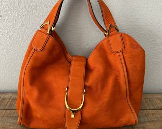 Gucci Orange Suede Stirrup Handbag