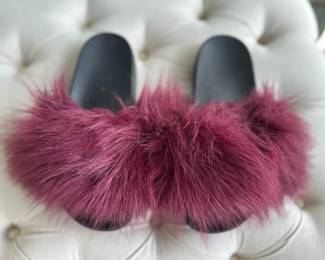 Purple Faux Fur Slippers
