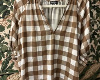 Summersalt Brown Plaid Blouse Size XL
