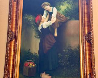 Large Ornate Gold Framed Provincial Original Oil Painting