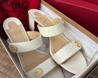 Christian Louboutin La Saviata 55 White Heeled Sandals