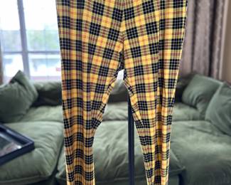 J. McLaughlin Yellow Black Plaid Pants Size 14
