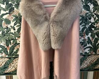 Pink Wolfie Cashmere & Real Dyed Fox Shawl