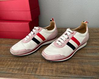 Thom Browne Striped Leather Suede Running Shoes - Size 9