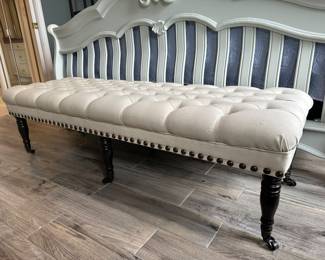 Noble House Tufted Cream Presten Bench