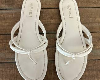 J. McLaughlin White Leather Thong Sandals - Size 10