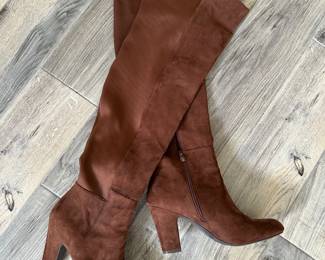 Chinese Laundry Brown Suede Knee High Heel Boots - 9.5