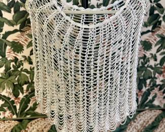 Crochet Beaded White Poncho