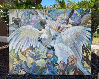 Tropical Cockatoo Canvas Painting  