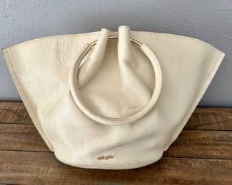 Cult Gaia White Leather Valeska Tote Bag
