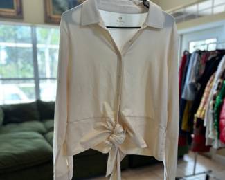 Spartina Cream Tie Waist Blouse - XL