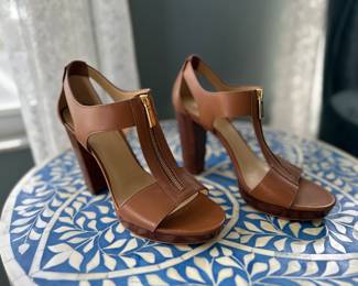 Michael Kors Berkley Leather Block Heel Sandal - 10M