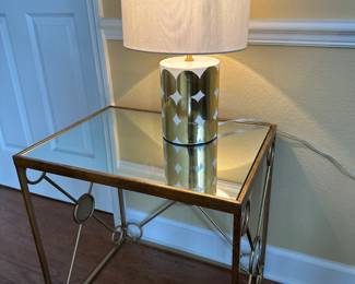 Kate Spade Gold Stacked Circle Table Lamp & Gold Mirrored Accent Table 