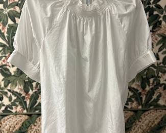 Antonio Melani White Smocked-Neck Top Size Large