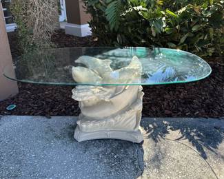 Glass Top Dolphin Dining Table