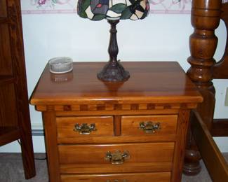 Matching Colonial PineNightstand -  Pair of Slag Lamps