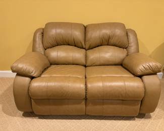 Leather Reclining Loveseat (64"W x 44"D x 38" Back Height)