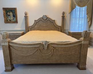 Collezione Europa Eastern King Poster Bed with Custom Mattress Insert (Headboard - 73"H x 89"W / Footboard - 44"H x 89"W) 