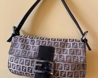 Women's Fendi Baguette Cloth & Leather Handbag 