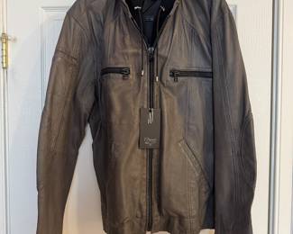 Men's 7 Diamonds Dark Grey Leather Jacket Size 2XL / Never Worn - Tagged