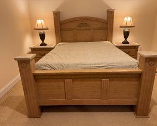 Standard Furniture Queen Custom Platform 4 Poster Bed (Headboard - 68"W x 63"H, Footboard - 68"W x 35"H) & Standard Furniture 2 Drawer End Table (16-1/2"D x 26-1/2"W x 26-1/2"H | 2 Available)