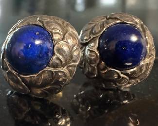 Vintage Georg Jensen Sterling Silver & Lapis Earrings