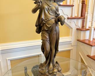 Bronze Harvest Angel with Wheat & Grapes on Marble Base (12" Base Diameter x 36"H)
