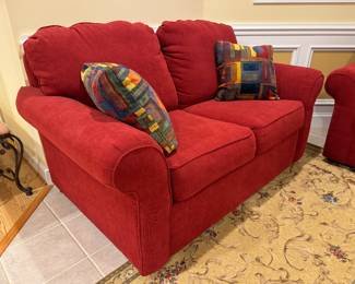 England by Lay-Z-Boy Red Upholstered Loveseat (64"W x 40"D x 33" Back Height)